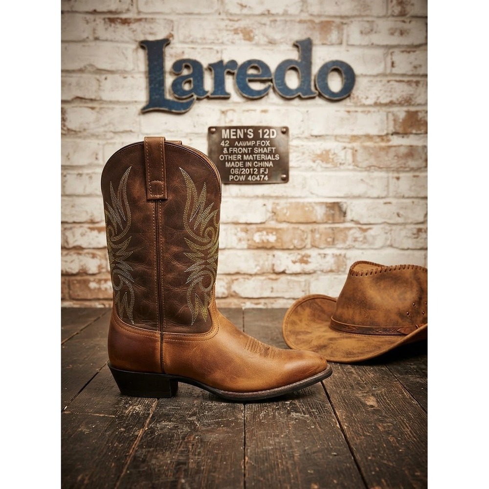 Laredo Mens 4242 Brown Leather Western rodeo Cowboy Boots Size 12D